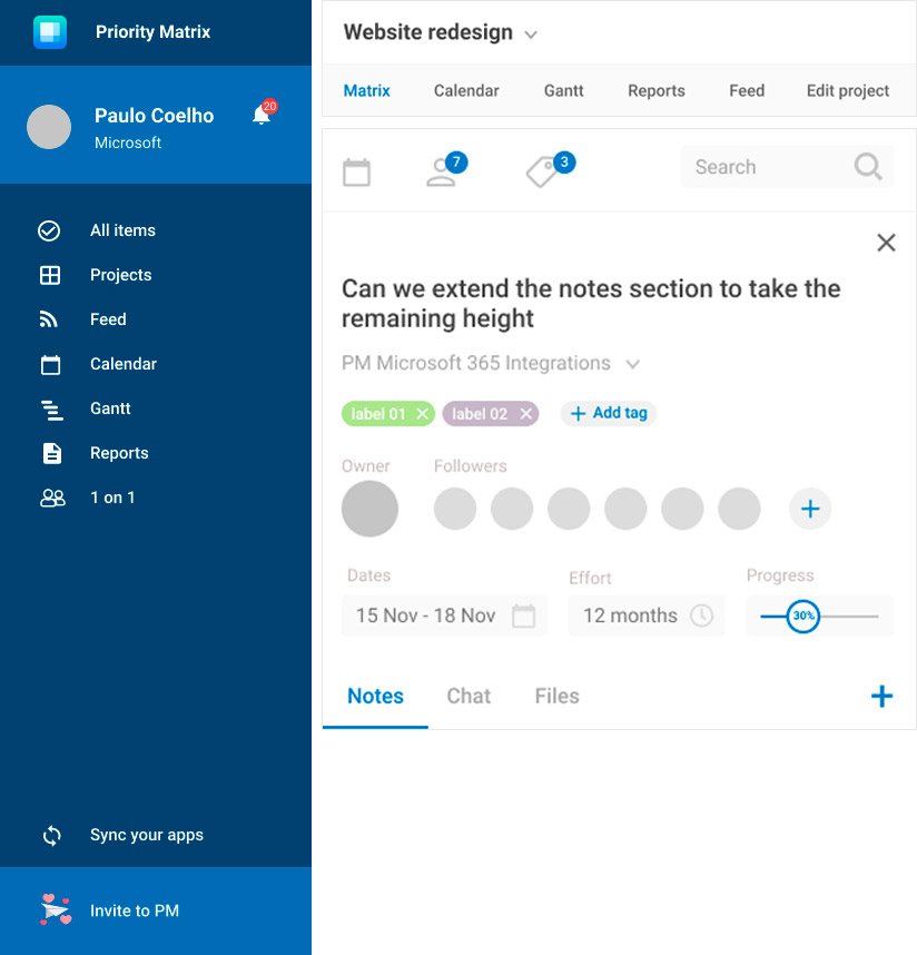 Priority Matrix Sidebar
